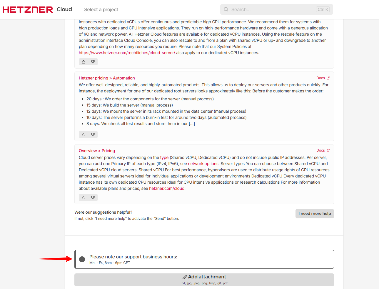 Hetzner Ticket support