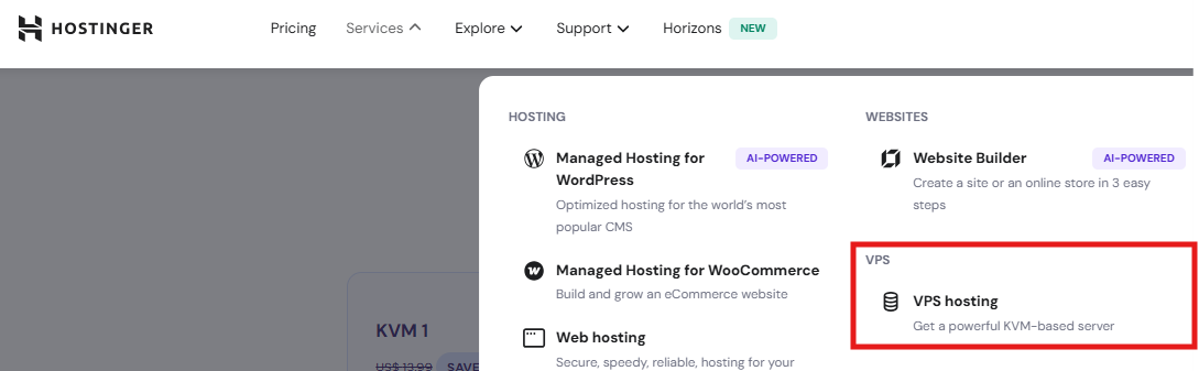 VPS Hosting button