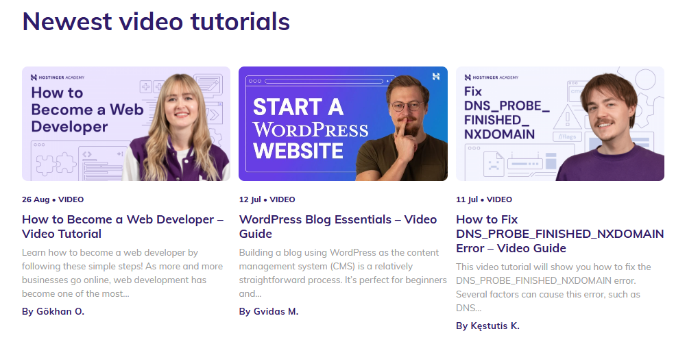 Video Tutorials page