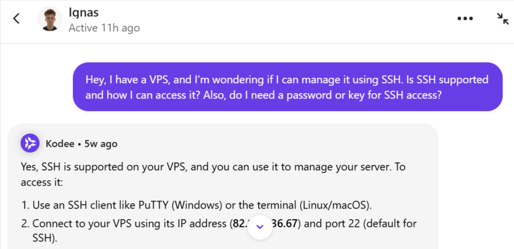 Hostinger Livechat support