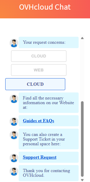 OVHcloud Chat conversation