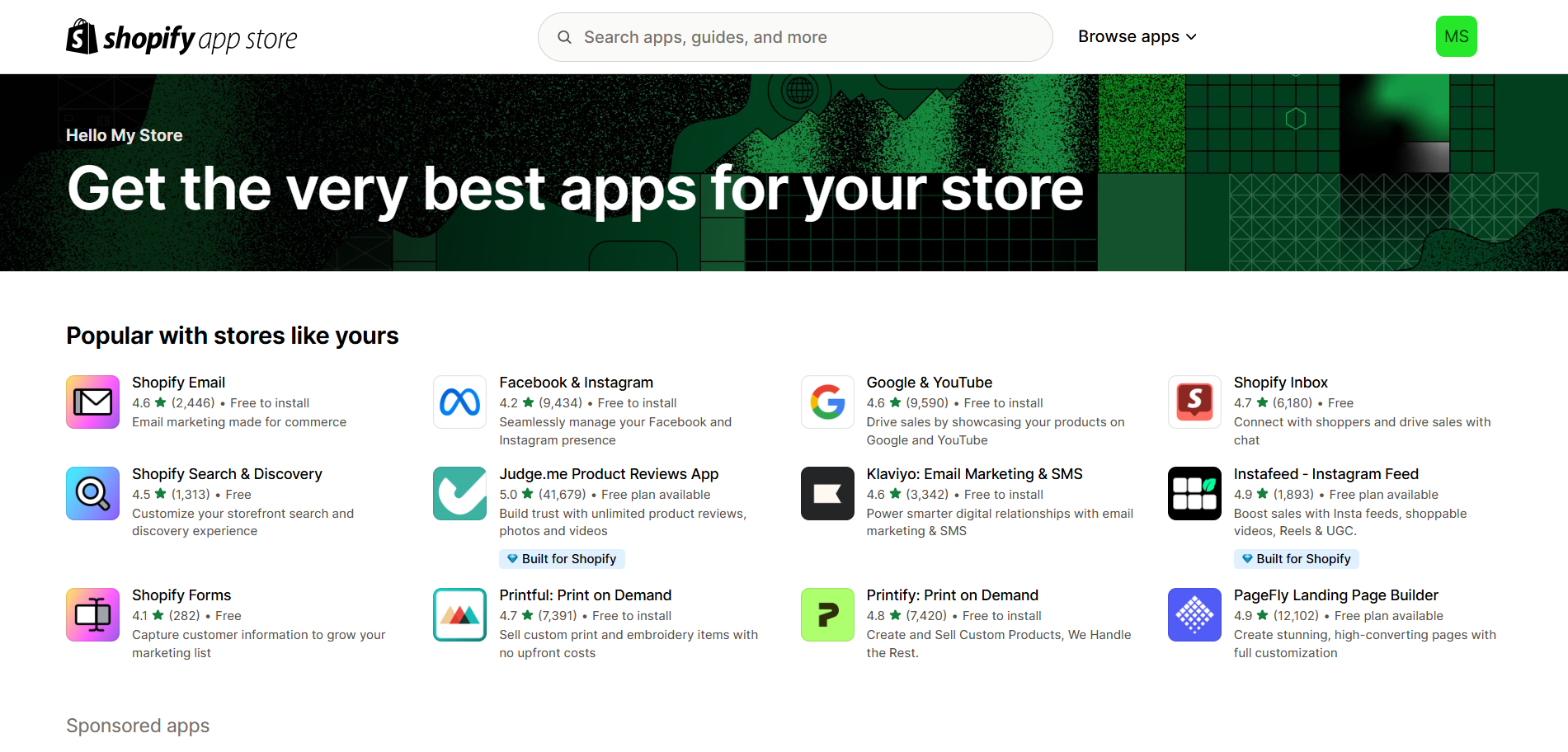 Shopify app store