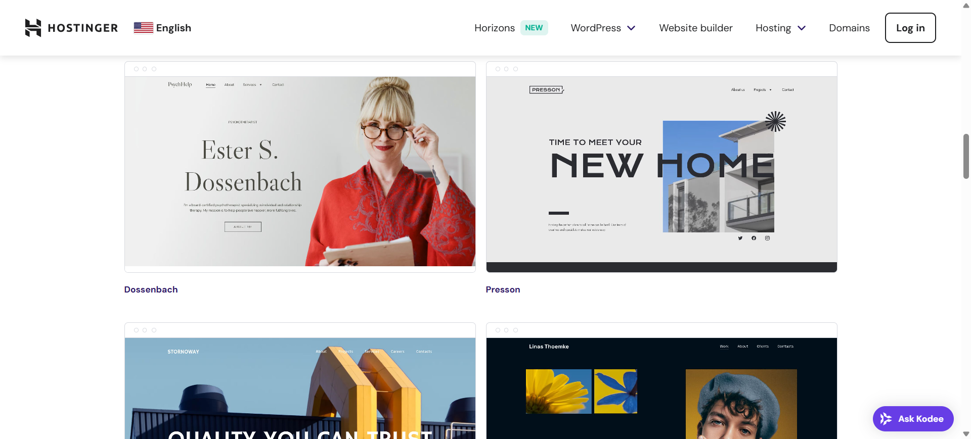Hostinger template library