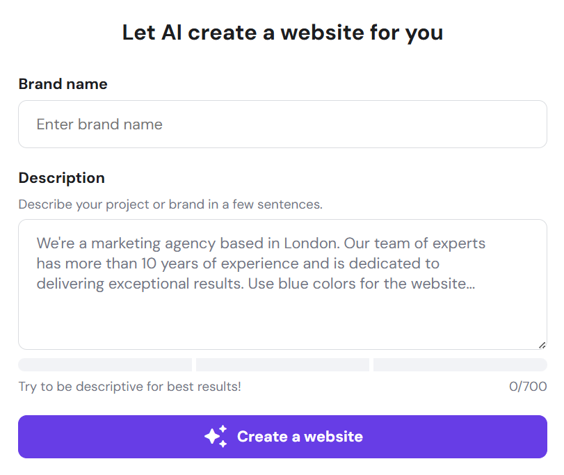 AI website generator