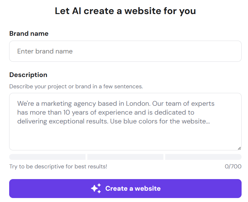 Hostinger's AI website builder