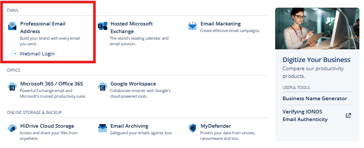 Professional Email Address button