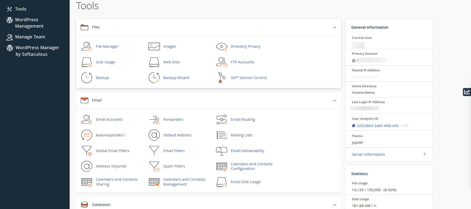 cPanel panel