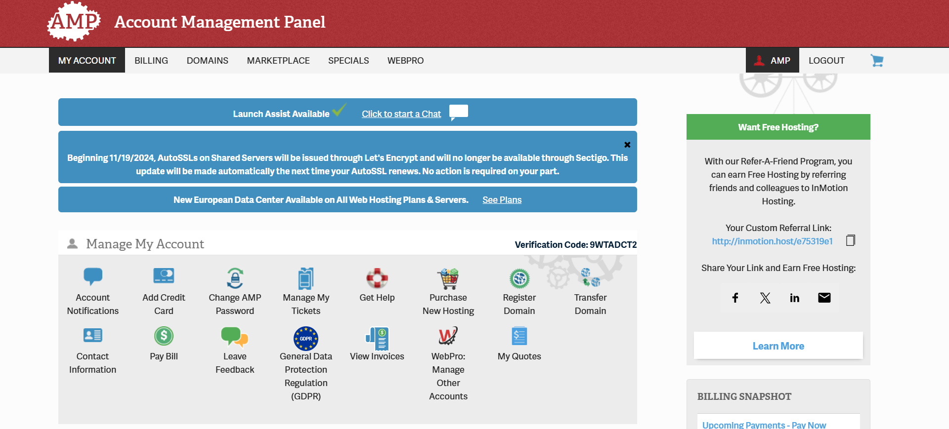 Account Management Panel