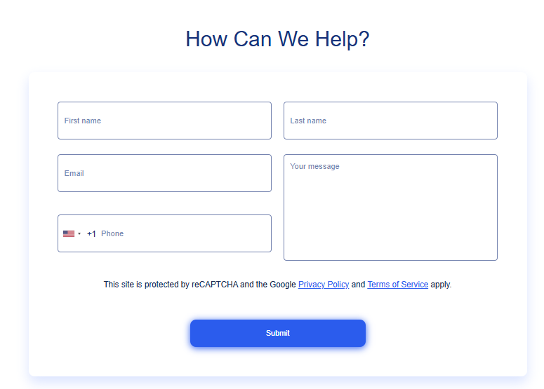 screenshot of the ticket form