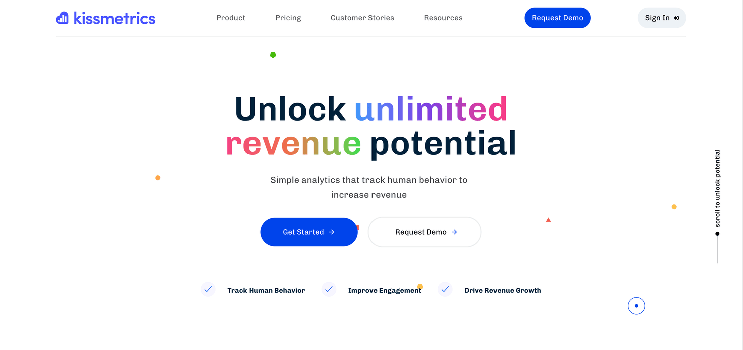 Kissmetrics' homepage
