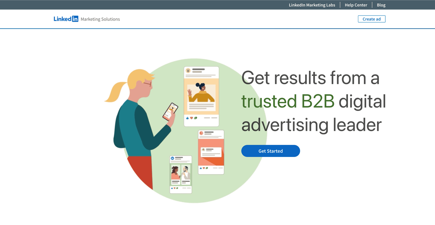 LinkedIn Marketing Solutions page