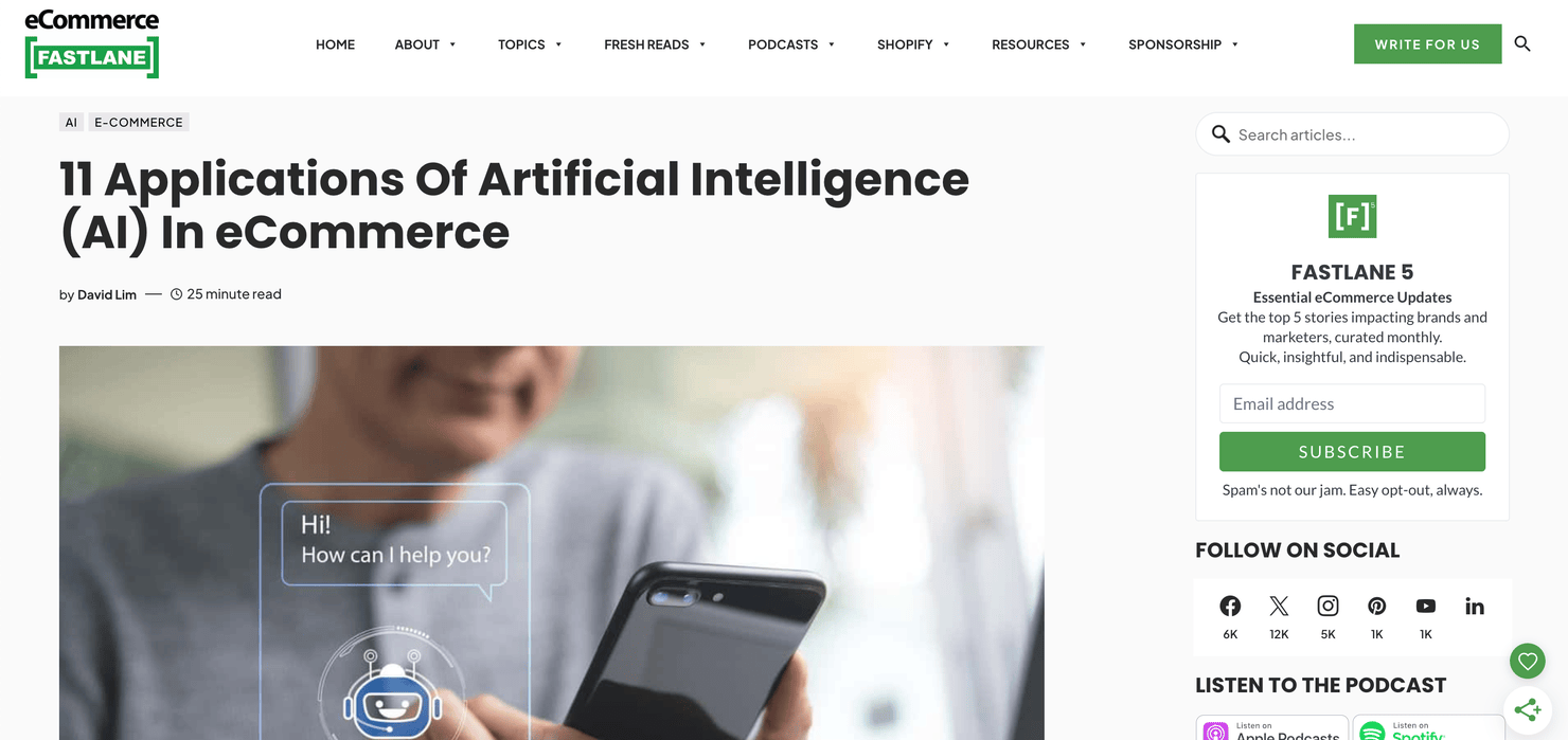 Long-form content on eCommerce FastLane Blog