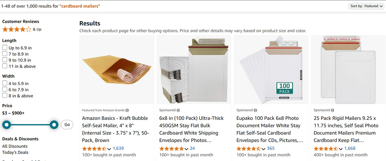 Mailers on Amazon