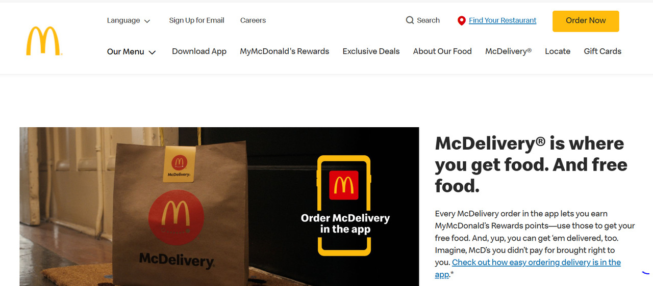 McDonald's homepage