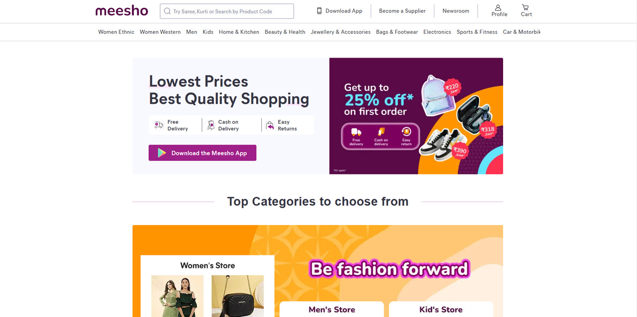 Meesho's website.