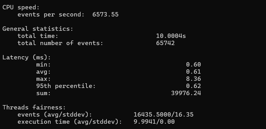 CPU Performance Test result