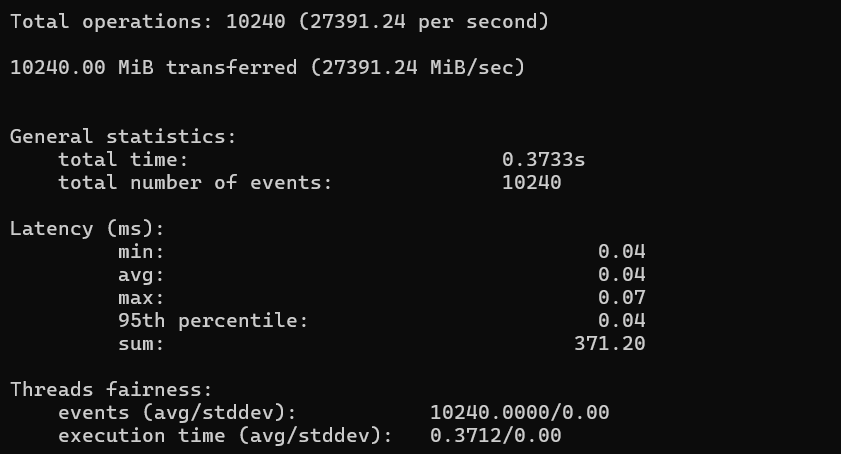 Memory Performance Test result