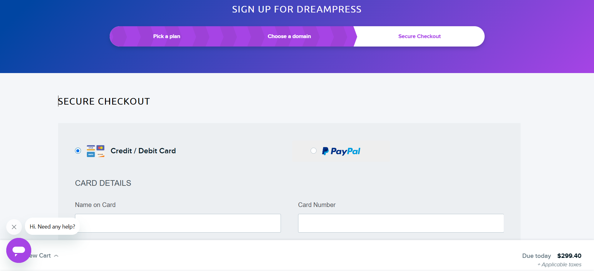 Dreamhost Secure Checkout