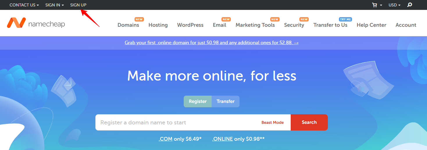 Sign Up button