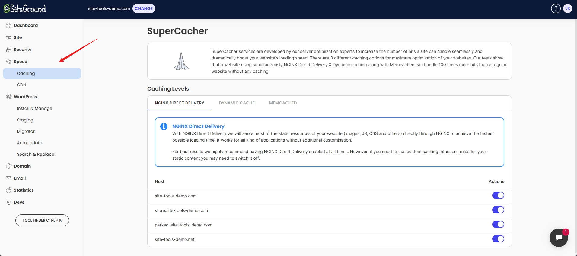 SuperCacher page