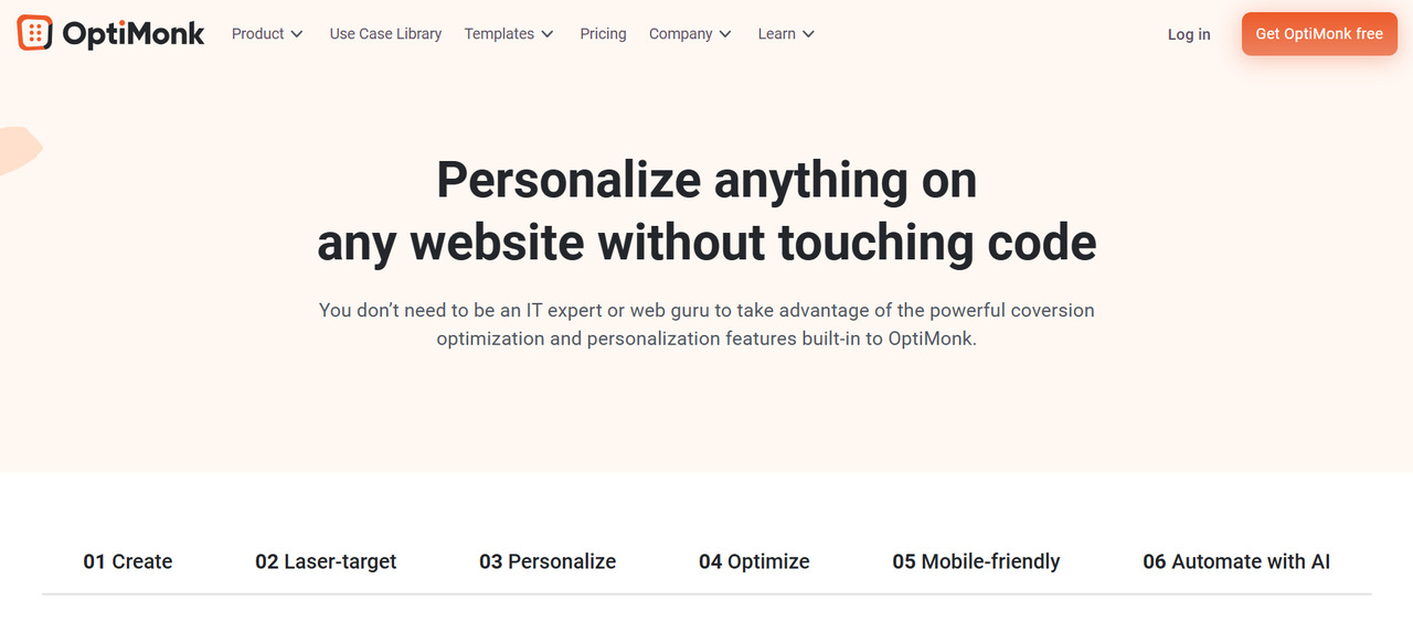OptiMonk homepage.
