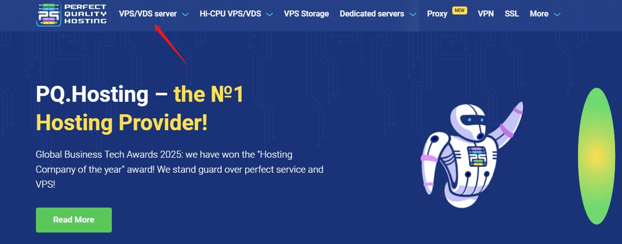 VPS/VDS server menu