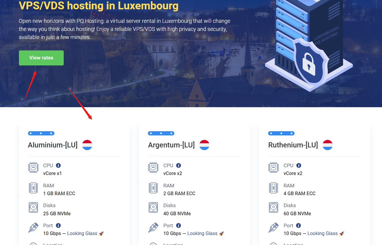 screenshot of Hosting plans