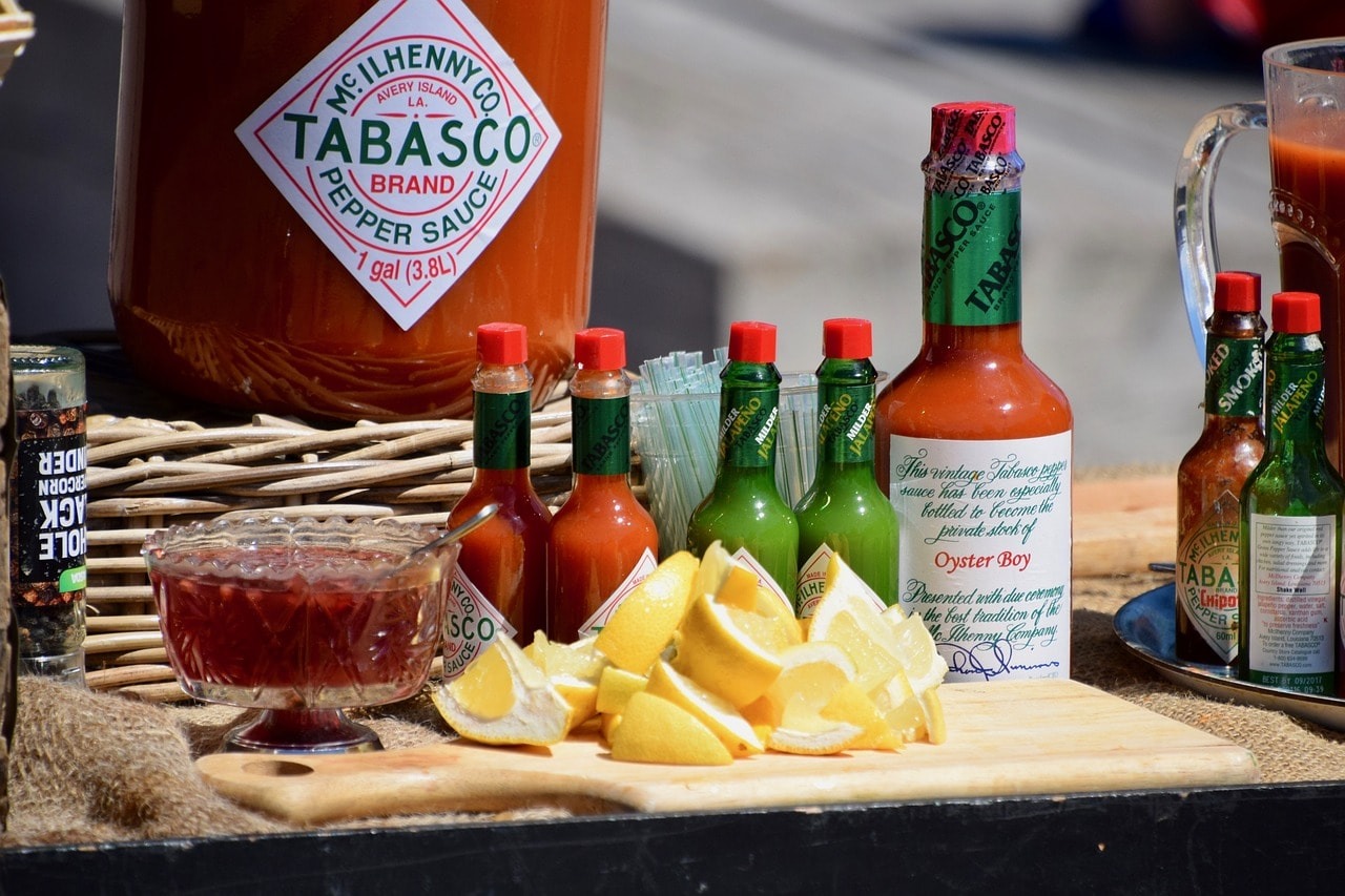 Pepper sauce on a dinner table.