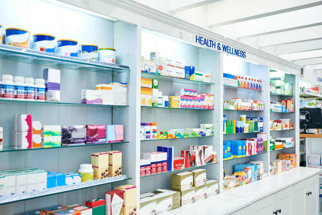 Pharmaceutical store with different kinds of medicine.