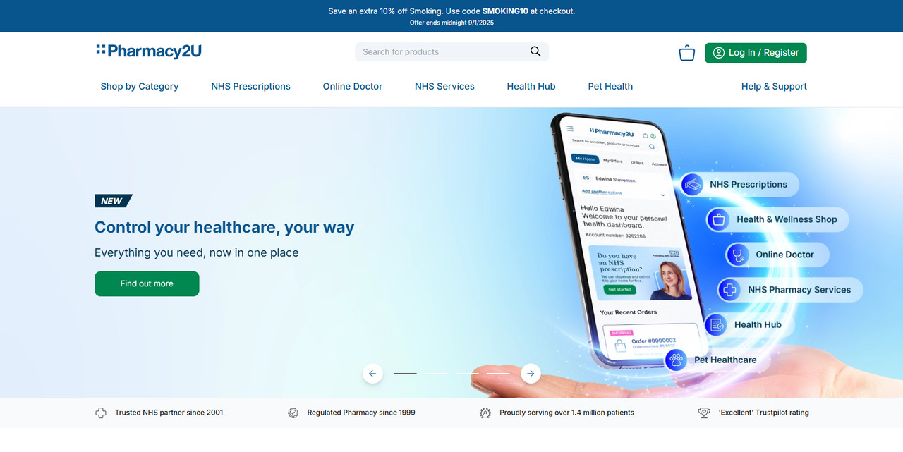 Pharmacy2U's website.