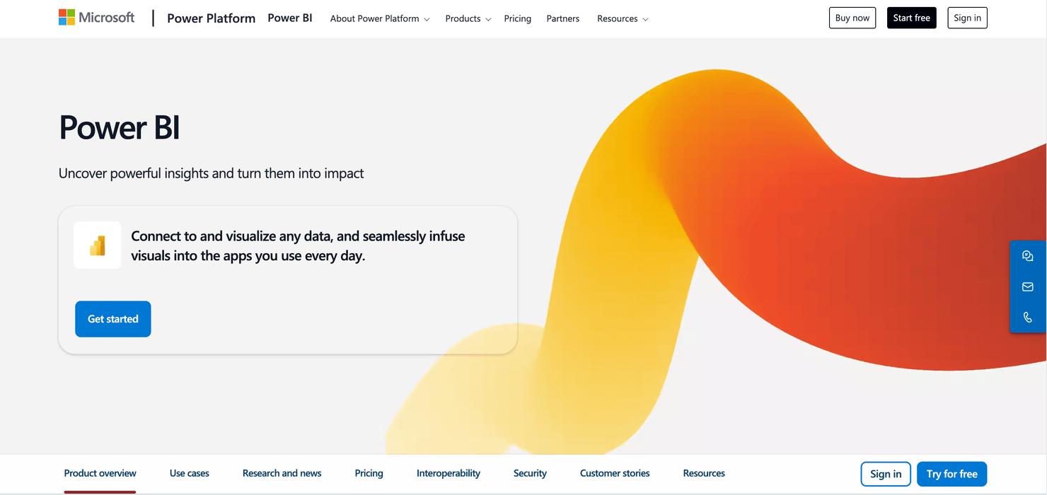 Power BI's homepage