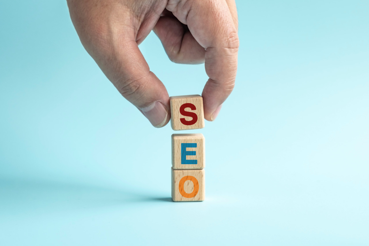 SEO blocks individually stacked together by hand.