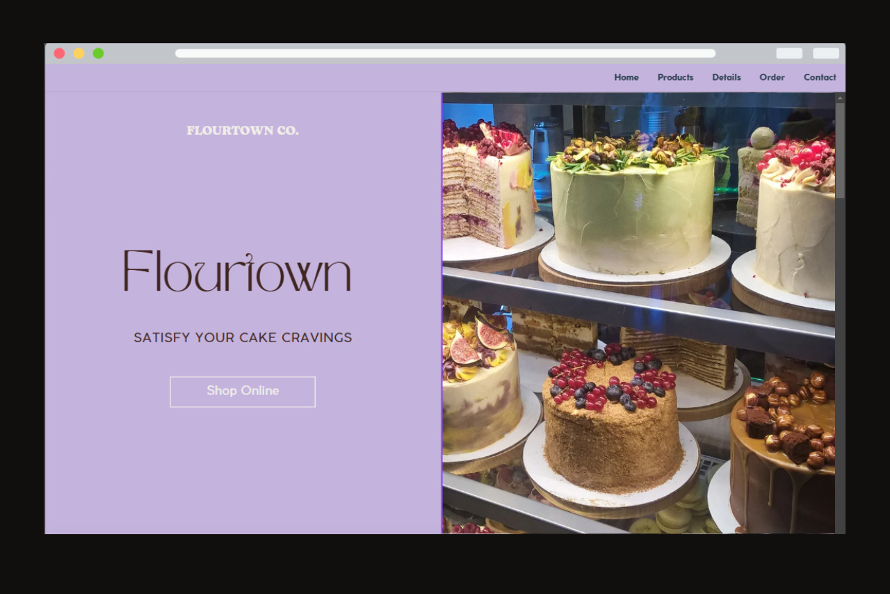 Sample cake website home page.