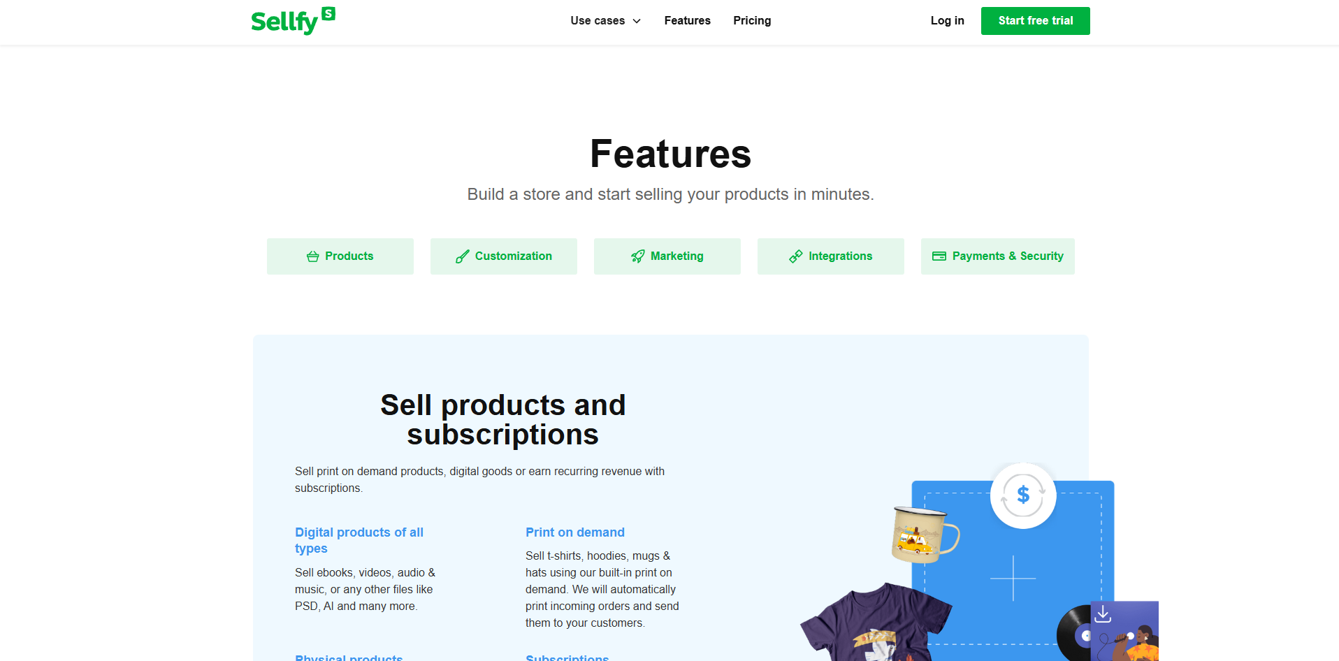 Sellfy's website.