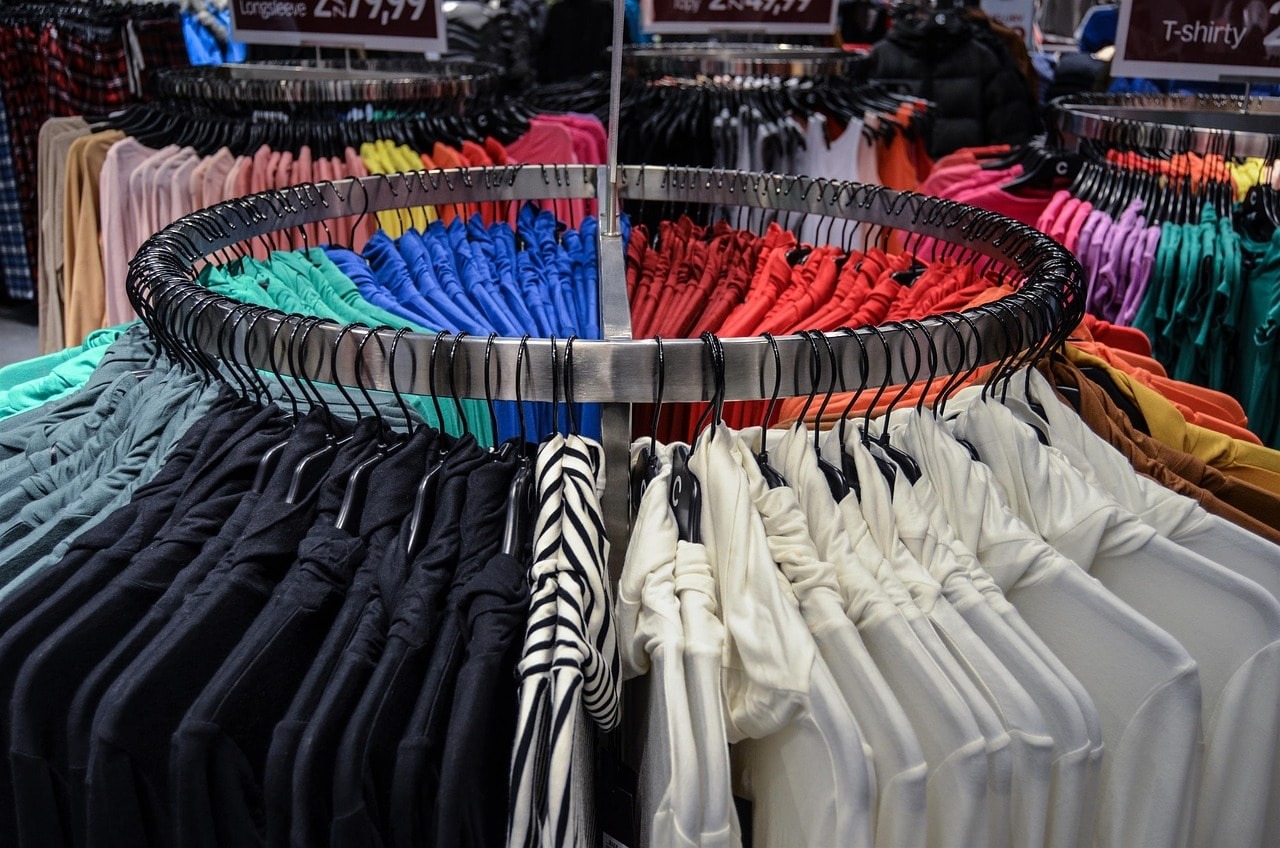 Shirts on display.