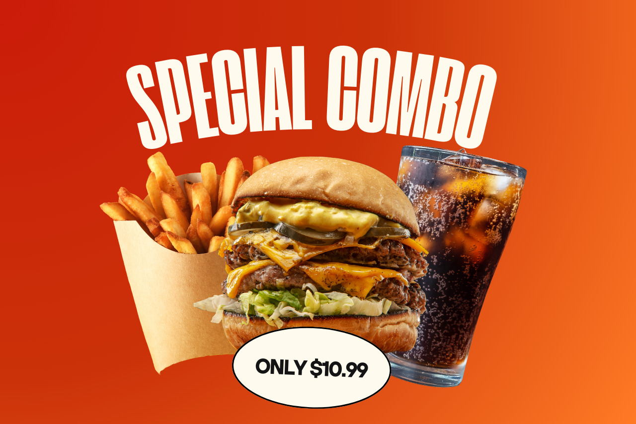 Special meal deal comprising of burger, fries and drink worth $10.99.