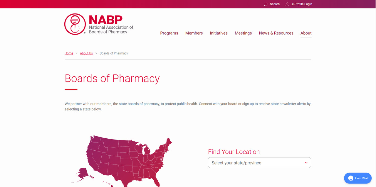The National State Boards of Pharmacy's website.