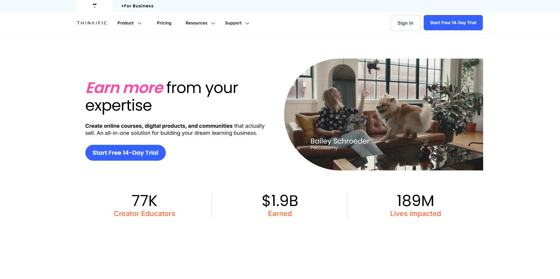 Thinkific's website.
