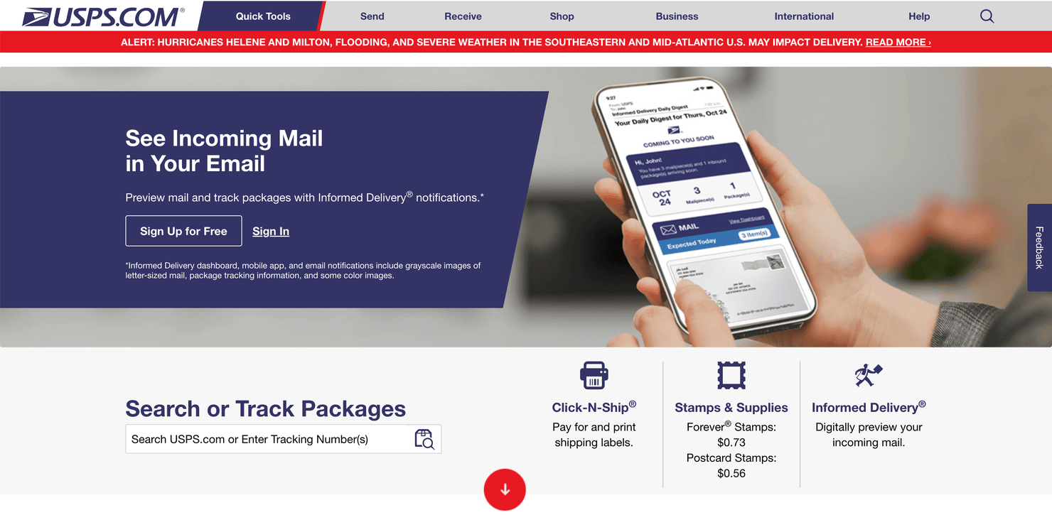 USPS' website