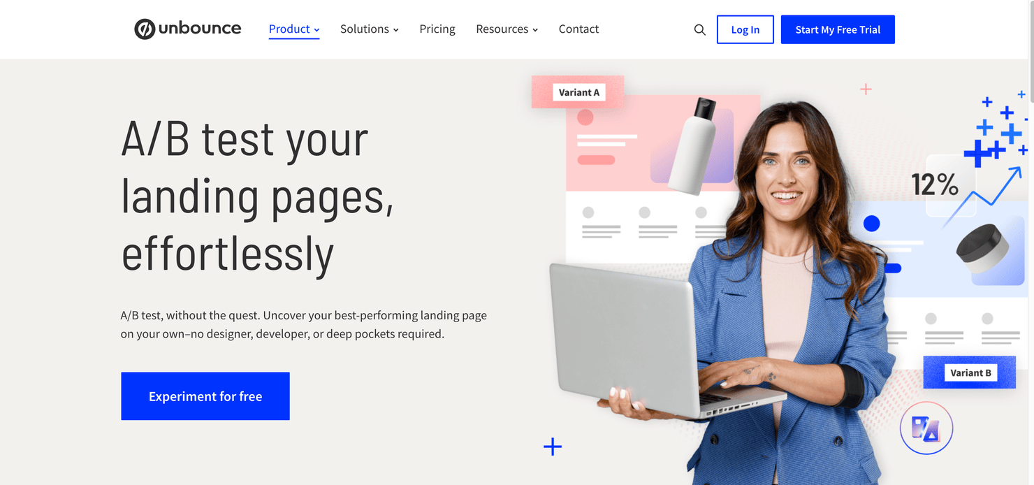 Unbounce's A/B Testing tool