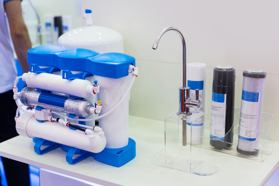 Water cleaning filter exhibition stand.