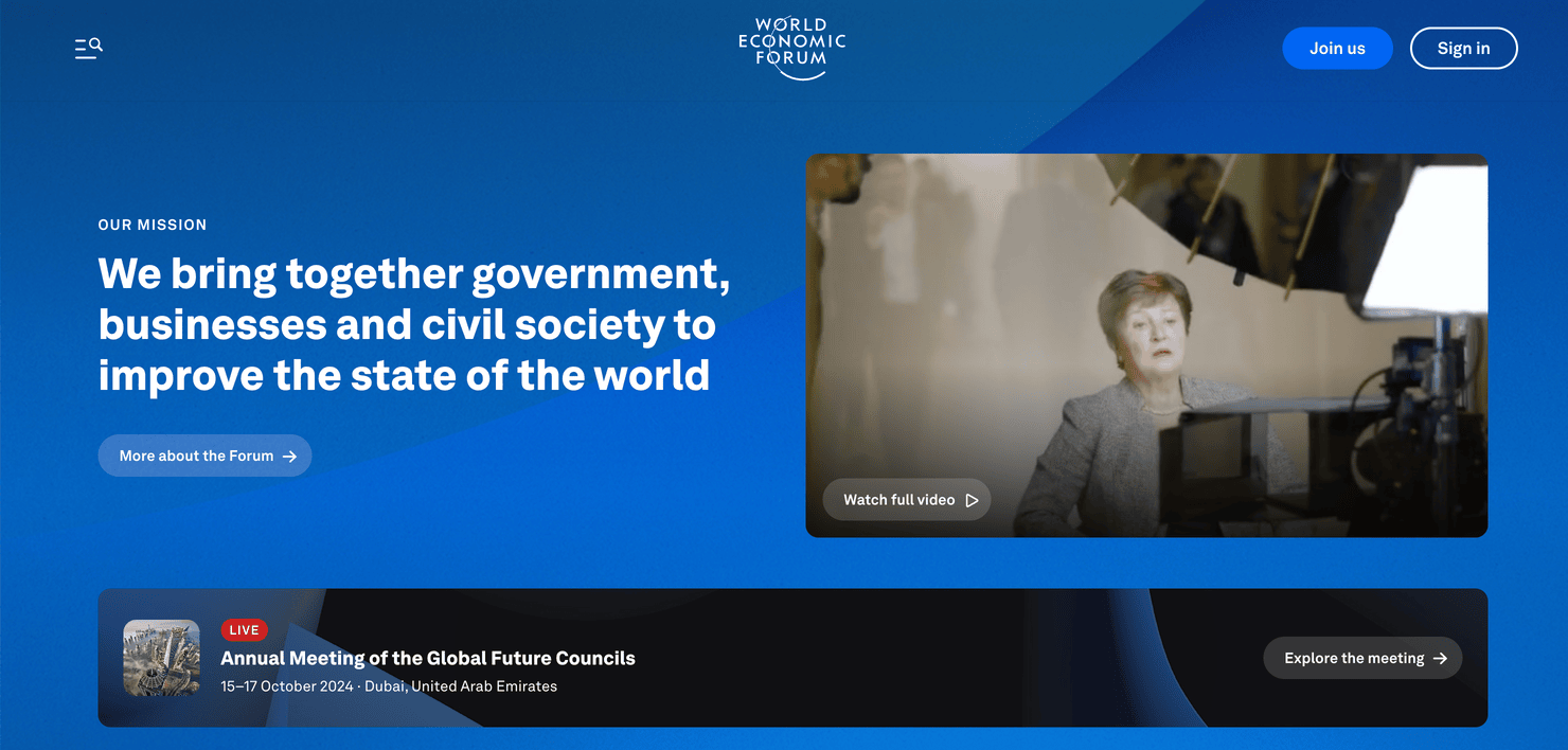 World Economic Forum's homepage