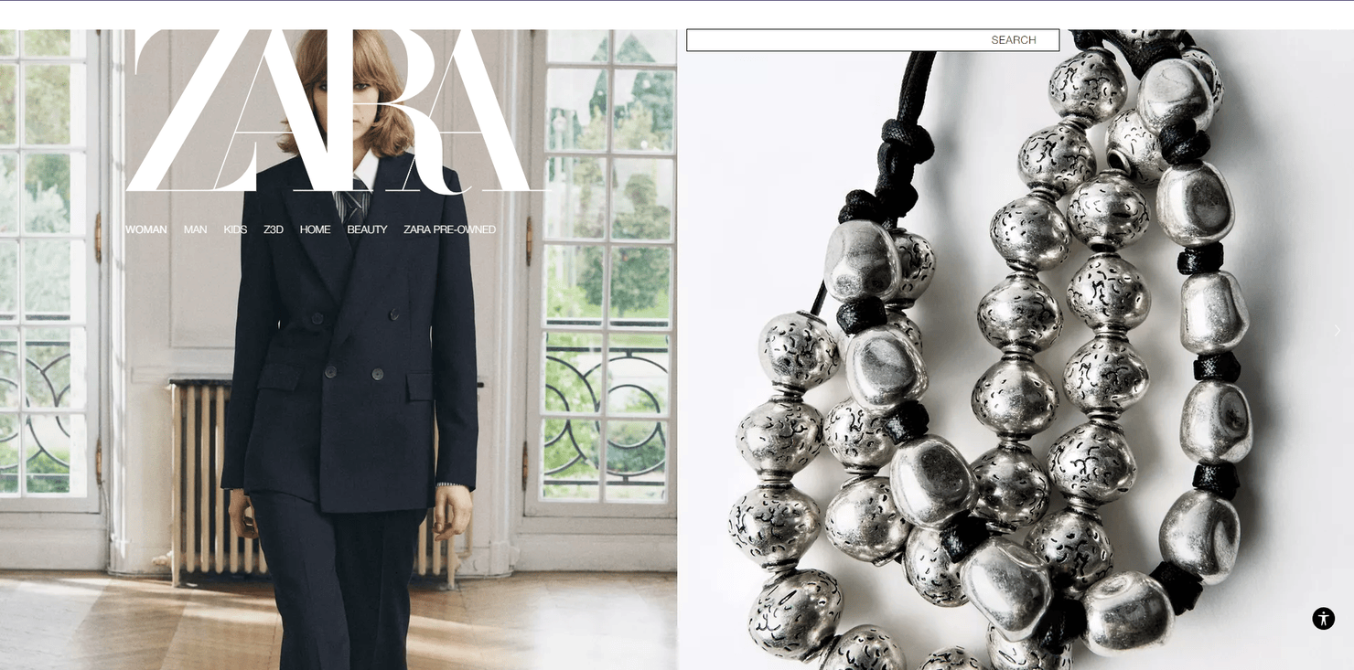 Zara's website