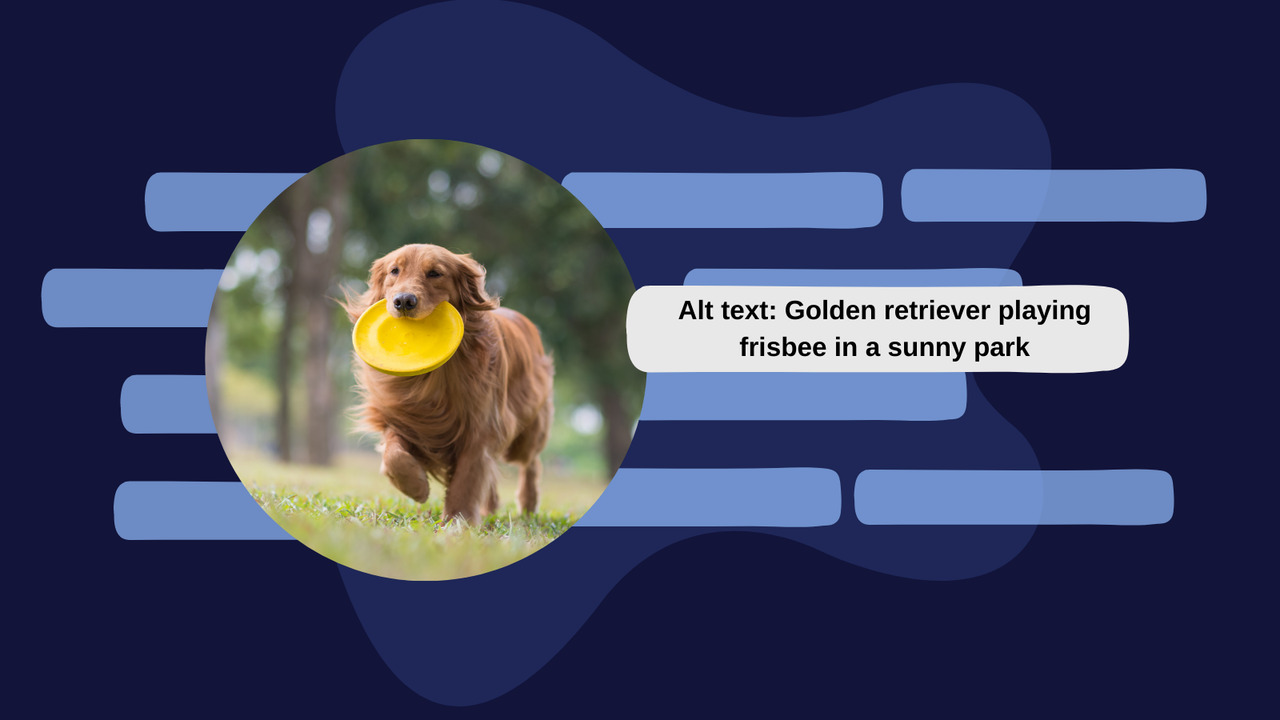 A picture of a dog with alt text example