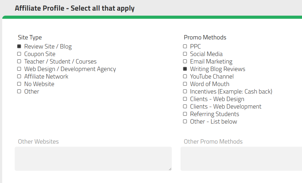 A2 hosting affiliate program: Step 3: Choose Your Affiliate Profile & Promo Methods