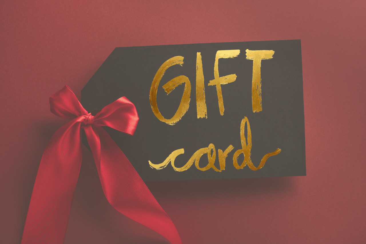 Gift card with a huge red bow.