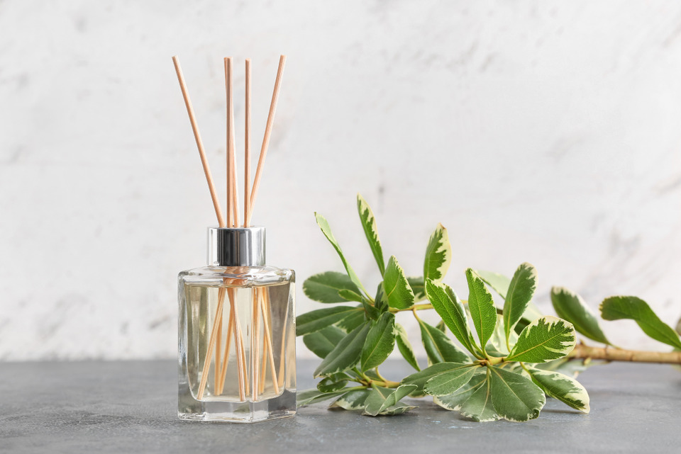 Herbal Reed Diffuser on Table.