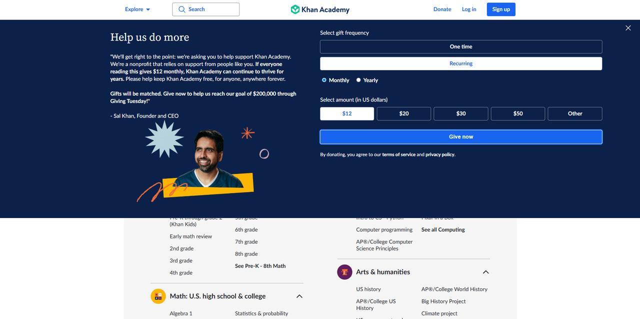 Khan Academy website.