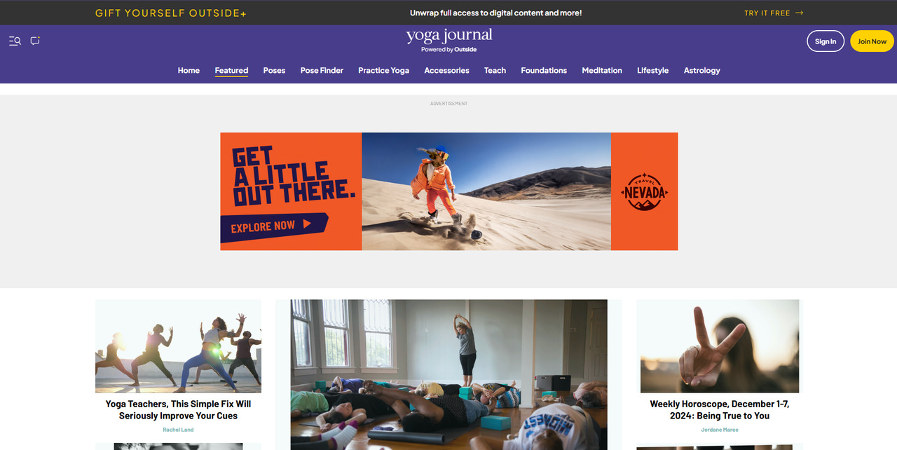 Yoga Journal website.