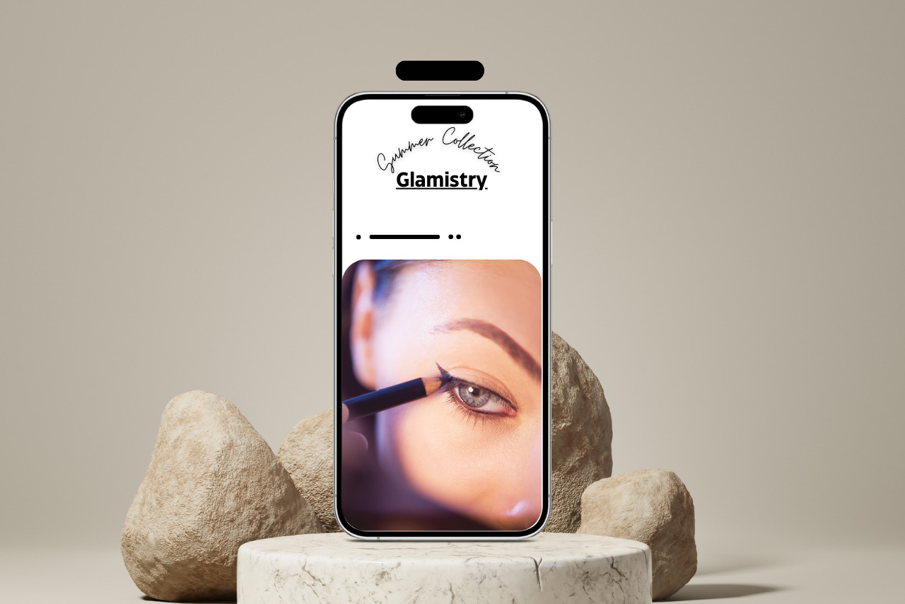 Makeup brand website displayed on smartphone.